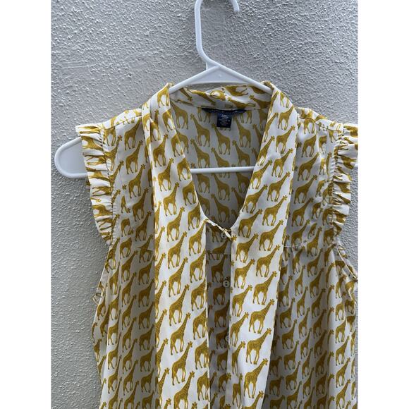 Tommy Hilfiger Womens Tank Top Size Large Button Up Giraffe Yellow Necktie - Picture 3 of 11